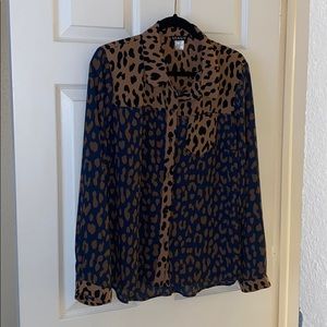 Venus Blue and Tan Leopard Blouse